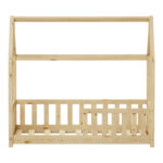 Bambie children's bed with railing Montessori type pine wood in natural shade 70x140cm - Слика 5