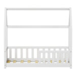 Bambie children's bed with railing Montessori type pine wood in white shade 70x140cm - Слика 4