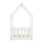 Bambie children's bed with railing Montessori type pine wood in white shade 70x140cm - Слика 5