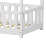 Bambie children's bed with railing Montessori type pine wood in white shade 70x140cm - Слика 6
