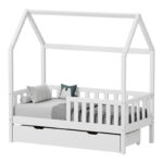 Montessori-style Bendina children's bed with drawer pine wood in white shade 70x140cm