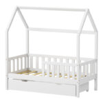Montessori-style Bendina children's bed with drawer pine wood in white shade 70x140cm - Image 3