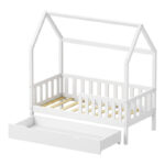 Montessori-style Bendina children's bed with drawer pine wood in white shade 70x140cm - Image 4