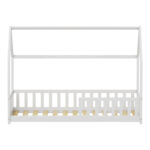 Montessori-style Callan children's bed with rails pine wood in white color 90x190cm - Image 4