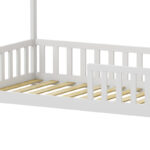 Montessori-style Callan children's bed with rails pine wood in white color 90x190cm - Image 6