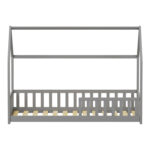 Montessori-style Callan children's bed with rails pine wood in grey color 90x190cm - Image 4