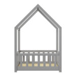 Montessori-style Callan children's bed with rails pine wood in grey color 90x190cm - Image 5