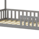 Montessori-style Callan children's bed with rails pine wood in grey color 90x190cm - Image 6