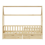 Montessori style Piccolo children's bed with 2 drawers natural shade pine wood 90x190cm - Слика 5