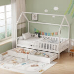 Montessori style Piccolo children's bed with storage space white shade pine wood 90x190cm - Image 2