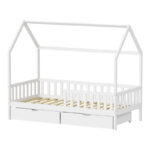 Montessori style Piccolo children's bed with storage space white shade pine wood 90x190cm - Image 3