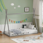 Montessori style Lilly children's bed grey shade pine wood 90x190cm - Image 2