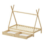 Lalitto children's bed with Montessori-style storage pine wood in a natural shade 90x190cm - Слика 4