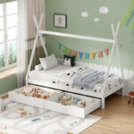 Lalitto children's bed with Montessori-style storage pine wood in white shade 90x190cm - Слика 2