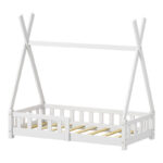 Noam children's bed with Montessori type railings pine wood in white color 70x140cm - Слика 3