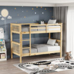 Children's bunk bed Nani pine wood in natural shade 90x190cm - Слика 2