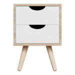Selma bedside table pine wood in sonoma-white shade 29.7x29.7x45cm - Слика 4