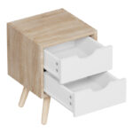 Selma bedside table pine wood in sonoma-white shade 29.7x29.7x45cm - Слика 5
