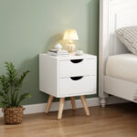 Selma bedside table pine wood in white shade 29.7x29.7x45cm - Слика 2