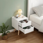 Selma bedside table pine wood in white shade 29.7x29.7x45cm - Слика 3