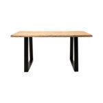 Miles Slim table solid acacia wood 2.5cm in natural shade with black metal legs 140x80x76cm - Слика 3