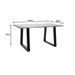 Miles Slim table solid acacia wood 2.5cm in natural shade with black metal legs 140x80x76cm - Слика 6