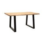 Miles table solid acacia wood thickness 3.7-4cm in natural shade with black metal legs 140x80x76cm