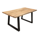 Miles table solid acacia wood thickness 3.7-4cm in natural shade with black metal legs 140x80x76cm - Image 4