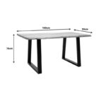 Miles Slim table solid acacia wood in natural shade with black metal legs 160x90x76cm - Слика 6