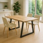 Miles table solid acacia wood thickness 3.7-4cm in natural shade with black metal legs 160x90x76cm - Image 2