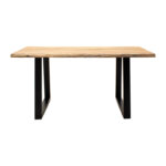 Miles table solid acacia wood thickness 3.7-4cm in natural shade with black metal legs 160x90x76cm - Image 3