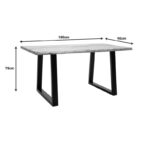 Miles Slim table solid acacia wood in natural shade with black metal legs 180x90x76cm - Слика 6