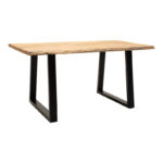Miles table solid acacia wood 3.7-4cm in natural shade with black metal legs 180x90x76cm
