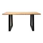 Miles table solid acacia wood 3.7-4cm in natural shade with black metal legs 180x90x76cm - Image 3