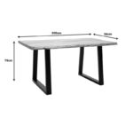 Miles table solid acacia wood thickness 3.7-4cm in natural shade with black metal legs 200x96x76cm - Слика 6