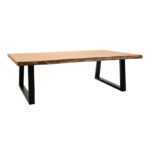 Miles Slim coffee table solid acacia wood in natural shade with black metal legs 115x60x45cm