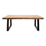 Miles coffee table solid acacia wood thickness 3.7-4cm in natural shade with black metal legs 115x60x45cm - Слика 2