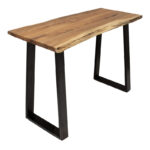 Bar table Miles solid acacia wood 3.7-4cm in natural shade with black metal legs 120x53x97cm - Слика 4
