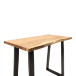 Bar table Miles solid acacia wood 3.7-4cm in natural shade with black metal legs 120x53x97cm - Слика 5