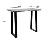 Bar table Miles solid acacia wood 3.7-4cm in natural shade with black metal legs 120x53x97cm - Слика 6
