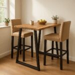 Felasia console solid acacia wood thickness 3.7-4cm in natural shade with black metal legs 120x45x78cm - Слика 2