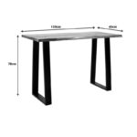 Felasia console solid acacia wood thickness 3.7-4cm in natural shade with black metal legs 120x45x78cm - Слика 6