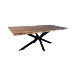 Lenoua table solid acacia wood thickness 3.7-4cm in natural shade with black metal legs 180x90x76cm