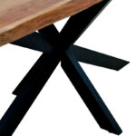 Lenoua table solid acacia wood thickness 3.7-4cm in natural shade with black metal legs 180x90x76cm - Слика 6