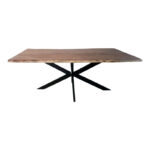 Miles table solid acacia wood thickness 3.7-4cm in natural shade with black metal legs 200x100x76cm - Слика 3