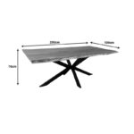 Miles table solid acacia wood thickness 3.7-4cm in natural shade with black metal legs 200x100x76cm - Слика 4