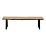 Miles Slim bench solid acacia wood in natural shade with black metal legs 160x40x45cm - Image 3