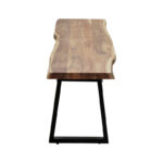 Miles Slim bench solid acacia wood in natural shade with black metal legs 160x40x45cm - Image 4