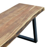 Miles Slim bench solid acacia wood in natural shade with black metal legs 160x40x45cm - Image 5