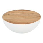 Coffee table Coffelty Inart solid acacia wood - white metal D90x40cm - Image 3